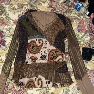 y2k brown lace bottom top